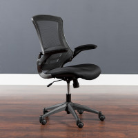 Flash Furniture BL-X-5M-BK-GG Mid-Back Black Mesh Chair with Nylon Base